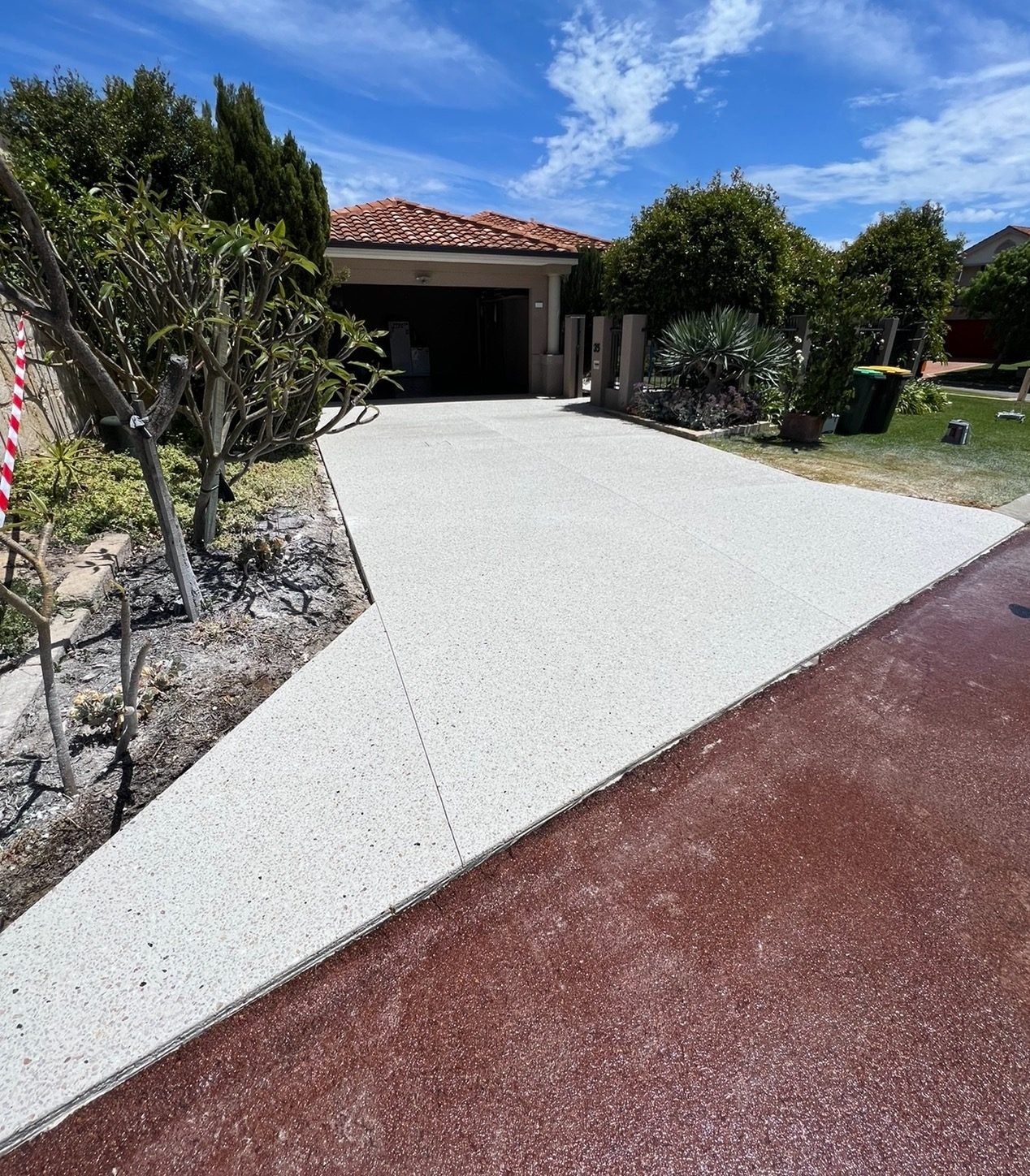 Exposed aggregate driveway from the garage to the frontage, Thornton